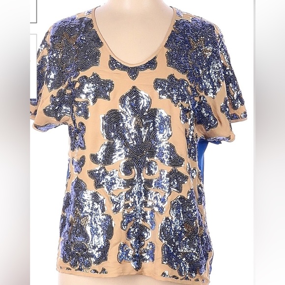 Tracy Reese Neiman Marcus Tops - Neiman Marcus Embellished Short Sleeve Blouse-New With Tags